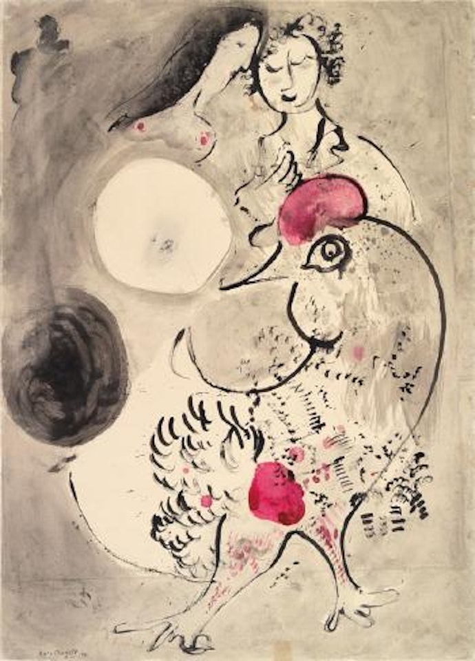 Amoureux au coq by Marc Chagall