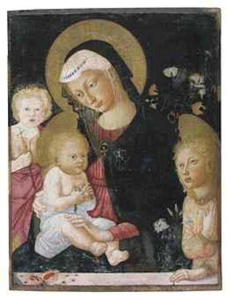 The Madonna and Child with a goldfinch, with the Infant Saint John the Baptist and an Angel by Pseudo Pier Francesco Fiorentino