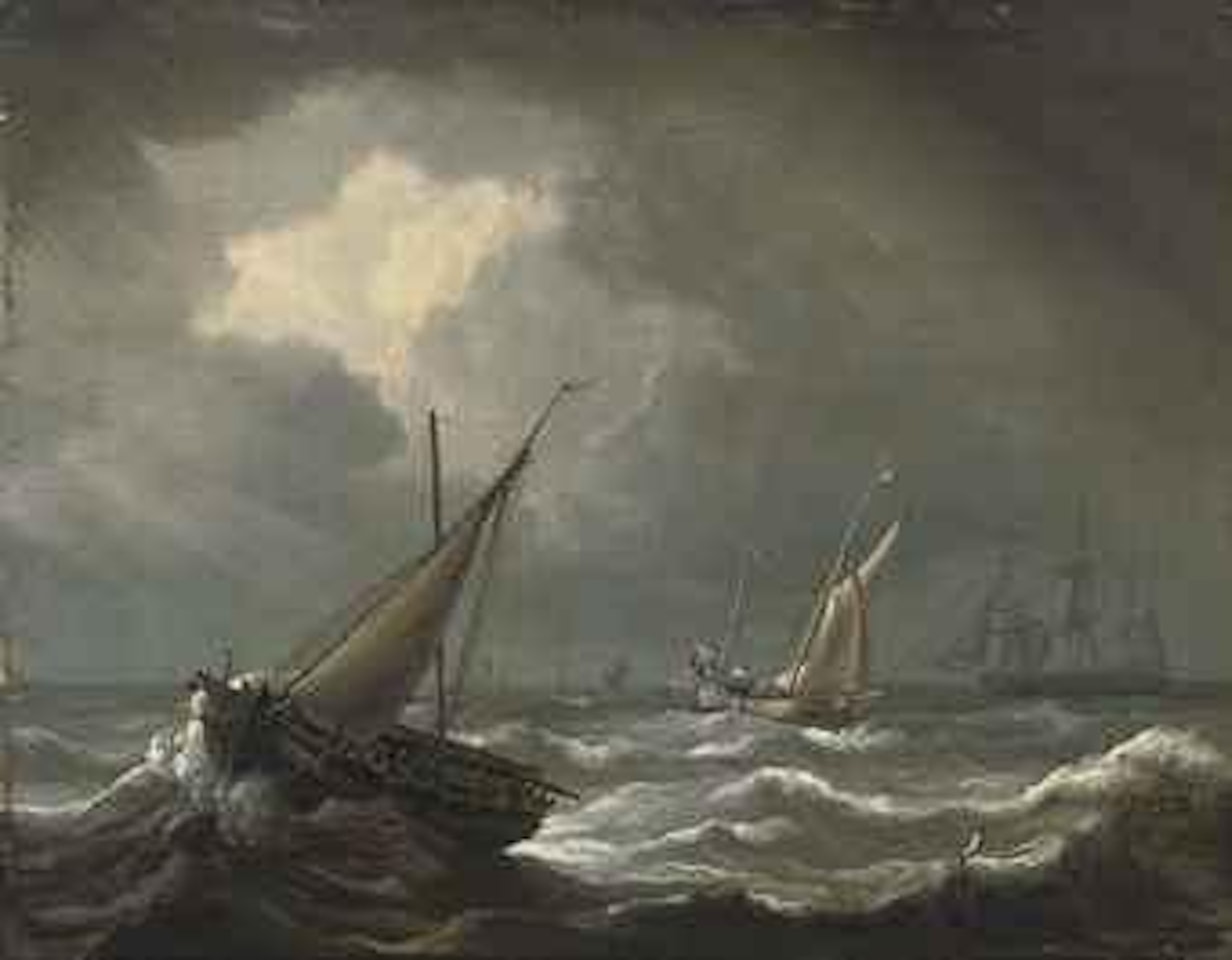 Dutch shipping in a gale by Charles Martin Powell