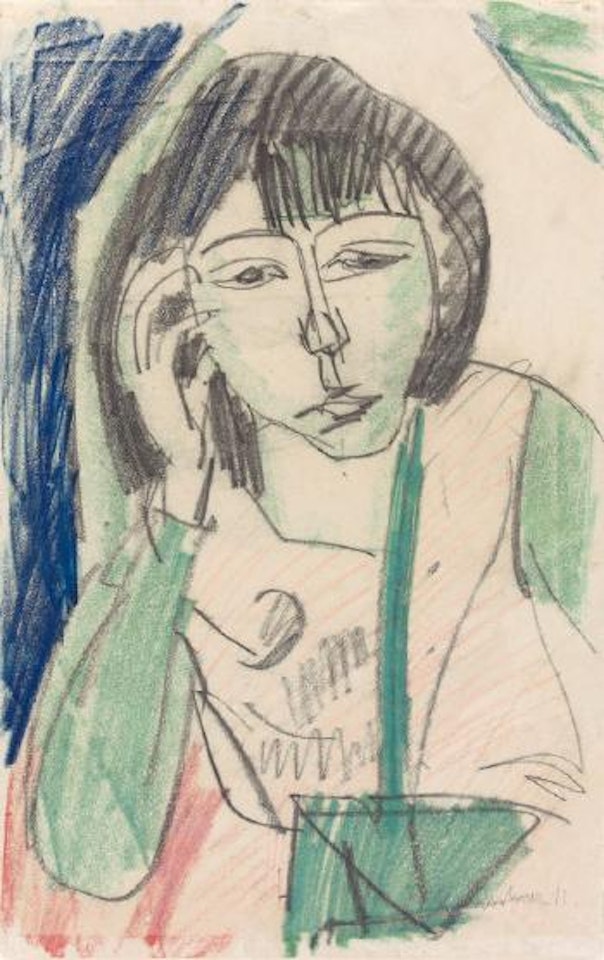 Erna von vorne, Brustbild by Ernst Ludwig Kirchner