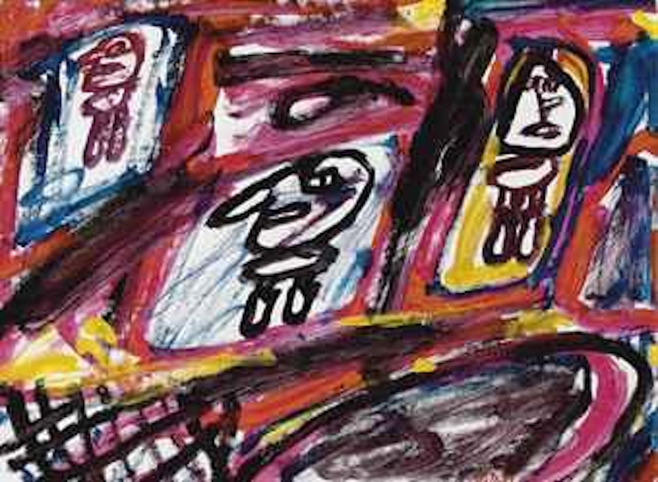 Site avec trois personnages by Jean Dubuffet