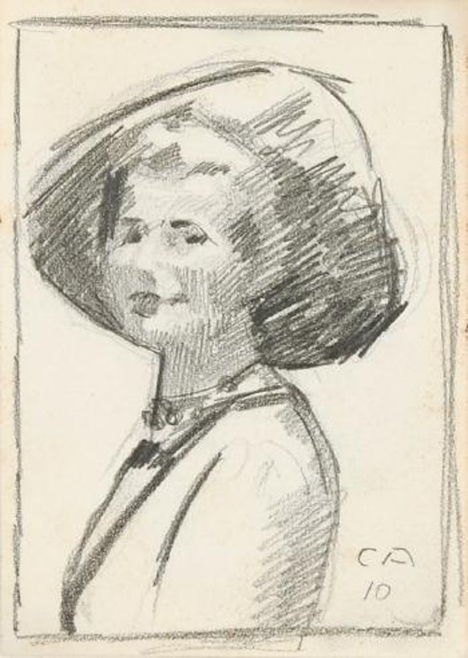 Anna Amiet mit Hut by Cuno Amiet