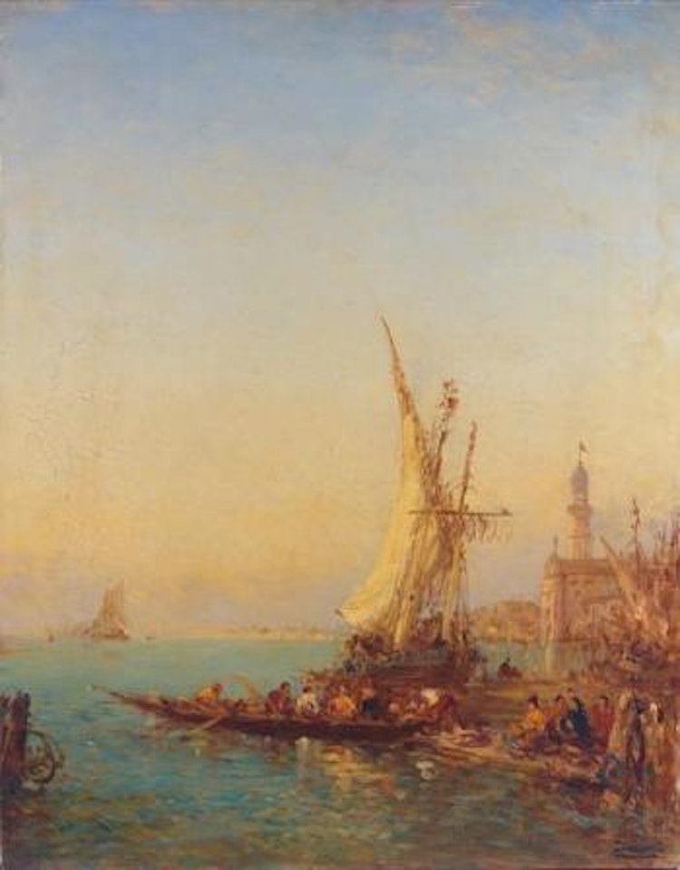 Gondoles et marchands, quai des Esclavons by Félix Ziem