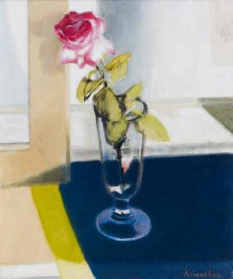 Rose rose dans un vase by Maurice Brianchon