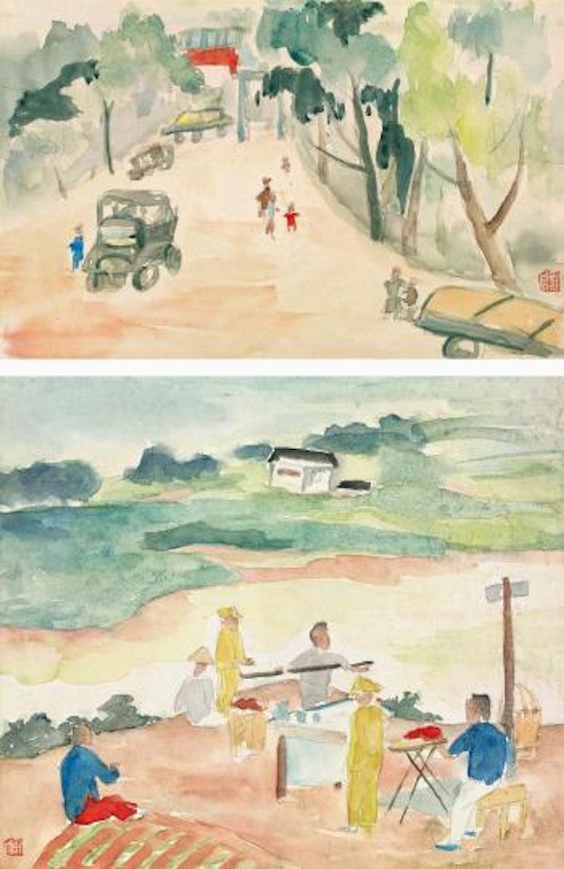 Street scenery in Kunming. Farmers in Kunming by Guan Liang