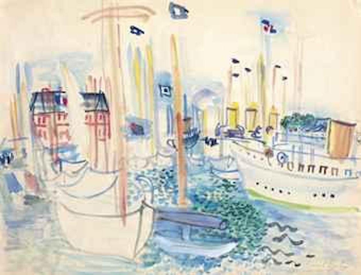 Bateaux dans le bassin de Deauville by Raoul Dufy