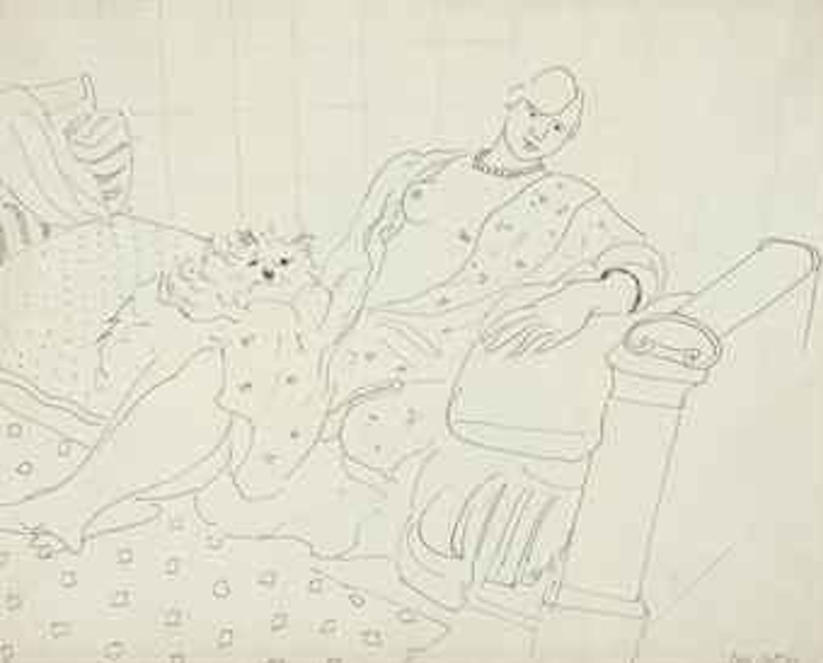 Femme au chien sur le petit lit vert by Henri Matisse