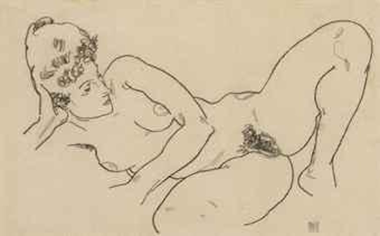 Liegender Akt by Egon Schiele