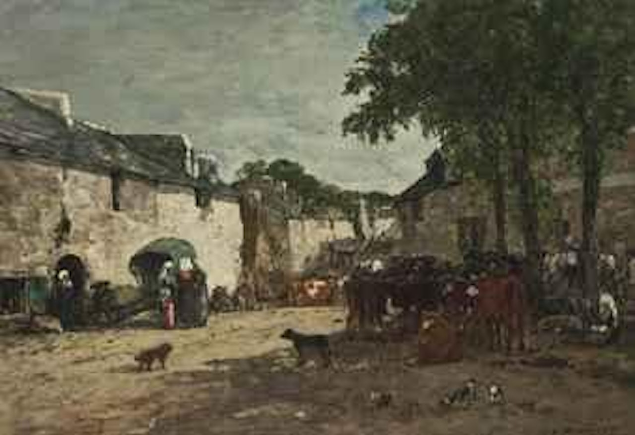 Marché aux bestiaux à Daoulas by Eugène Boudin