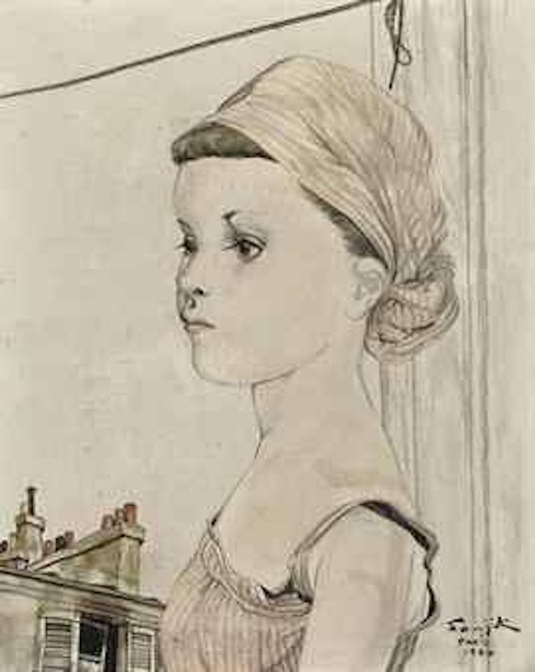Jeune fille au turban rayé by Leonard Tsuguharu Foujita