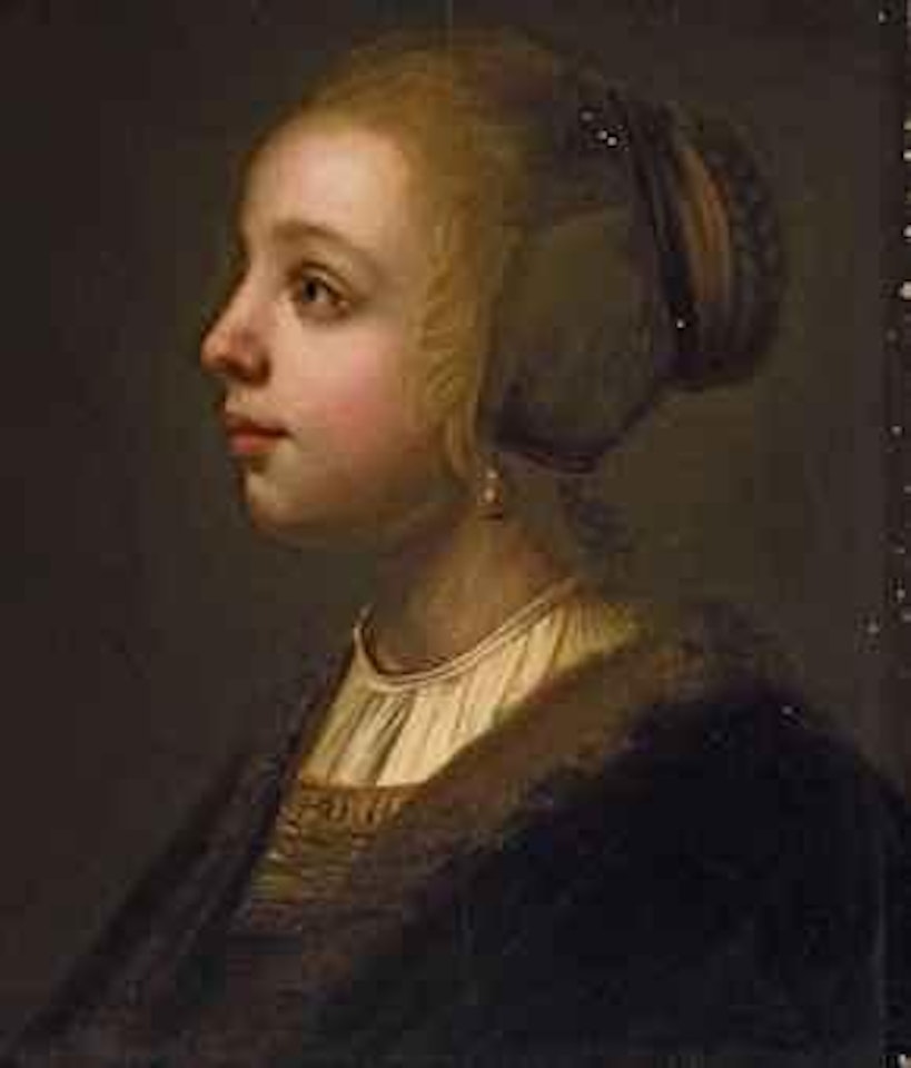 Jeune fille en buste by Attributed to Rembrandt Harmensz van Rijn