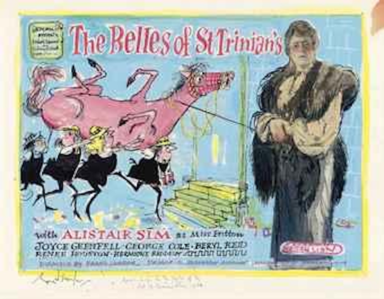 Rough design for the poster for 'The Belles of St. Trinian's', 1954, the first St. Trinian's film by Ronald Searle