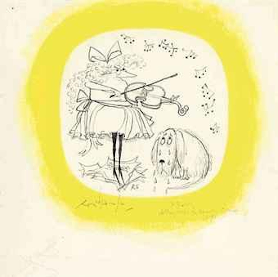 The violin: St Trinian's, Ashtray design for Nymolle, Copenhagen by Ronald Searle
