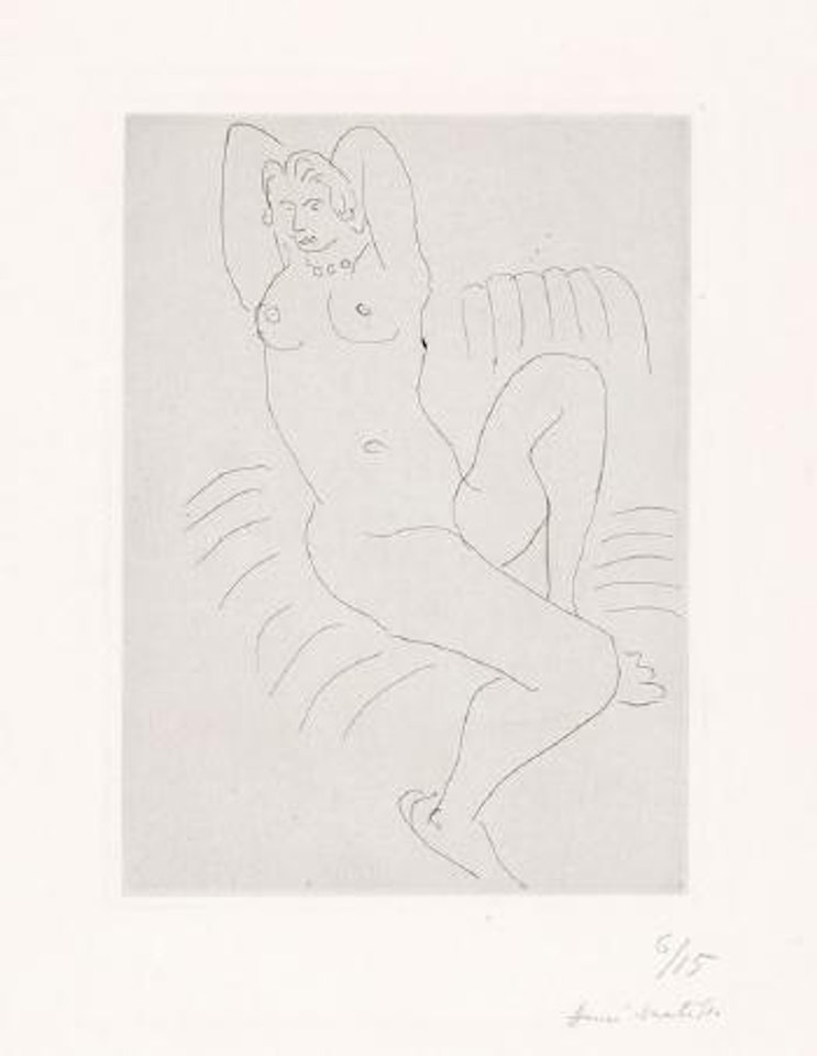 Nu au fauteuil rayé by Henri Matisse