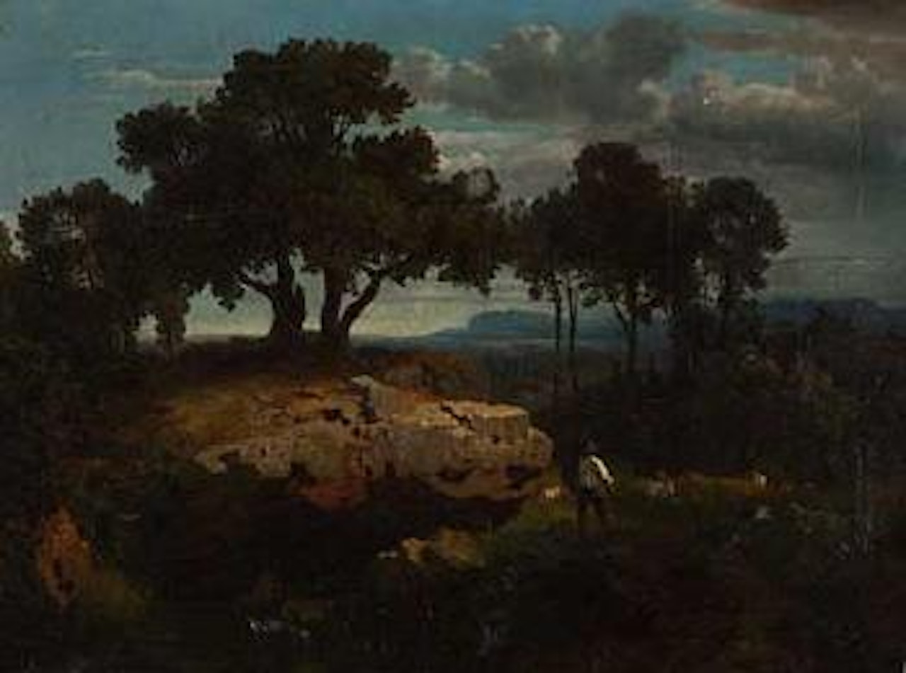 Schäfer in romantischer Landschaft by Oswald Achenbach