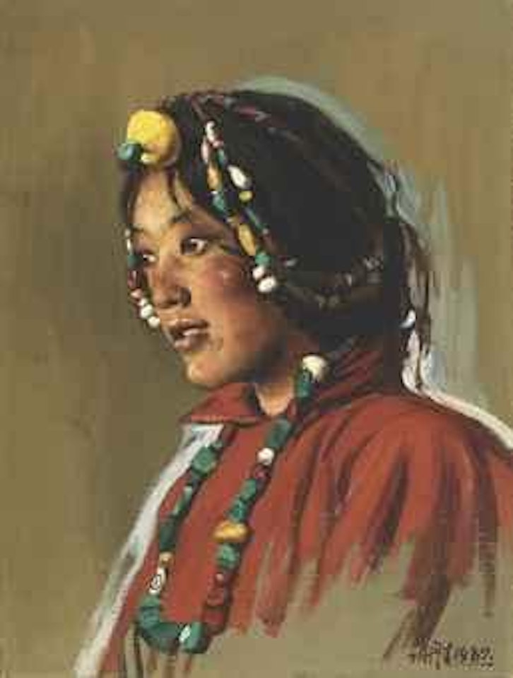 Young Lady with Headdress by Chen Danqing