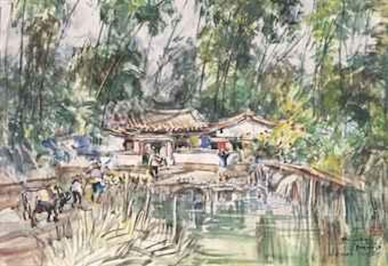 Village by the River by Ran In-Ting (Lan Yinding)