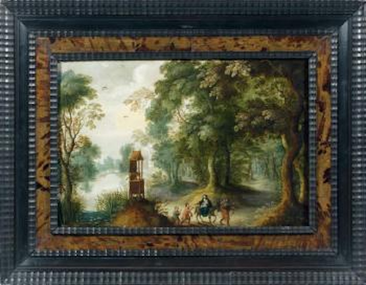 Paysage de forêt avec la fuite en Egypte by Abraham Govaerts