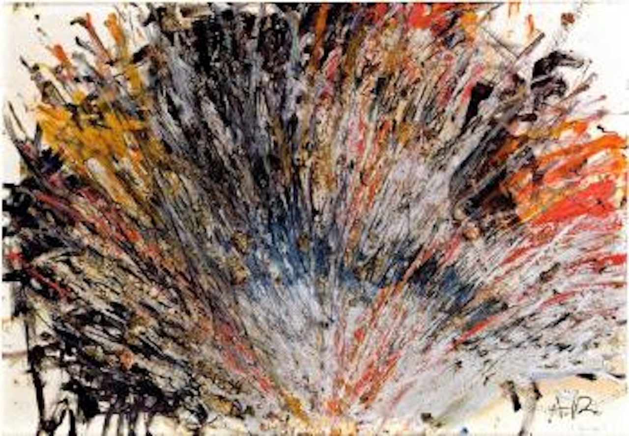 Pfau (Hand- und Fingermalerei) by Arnulf Rainer