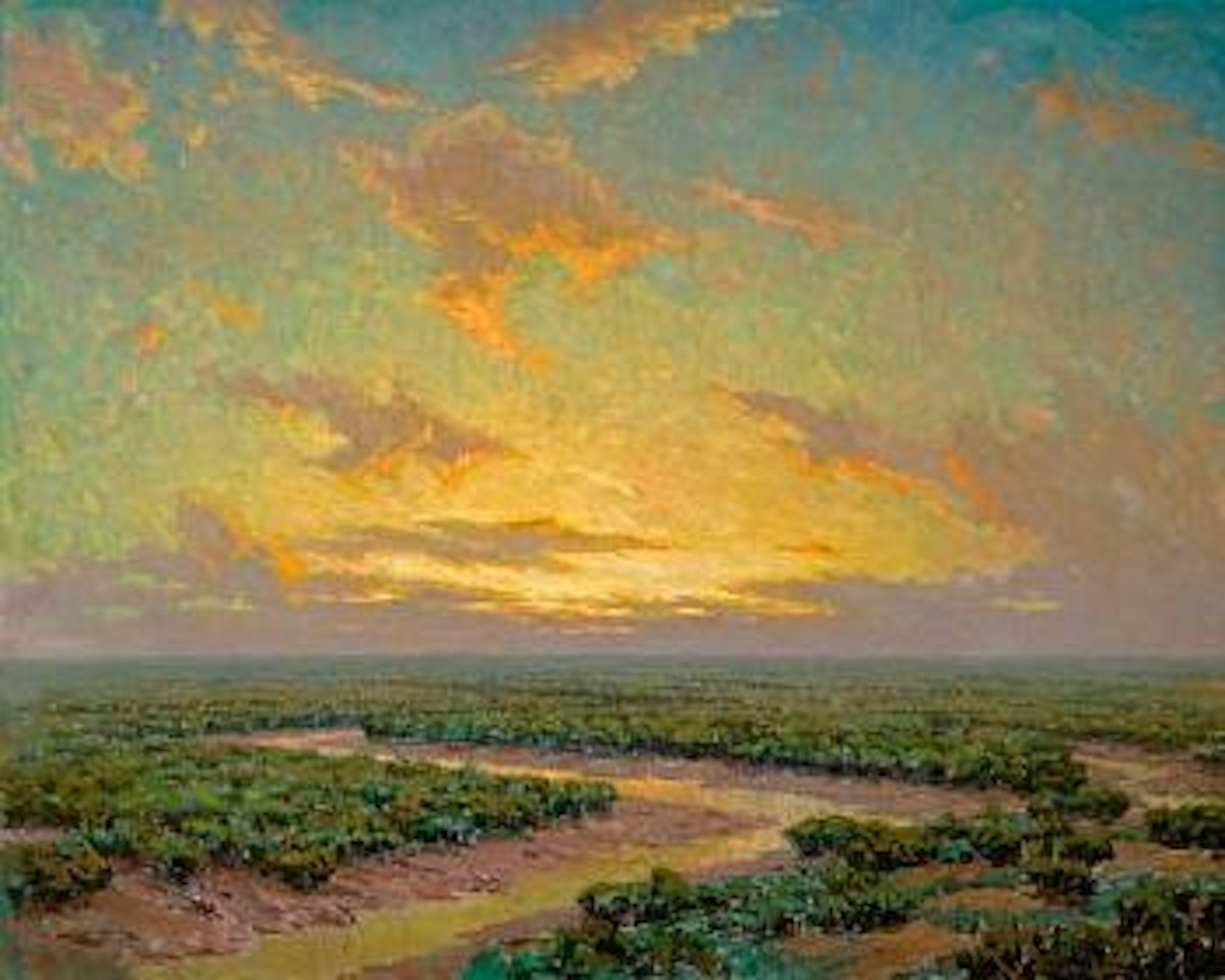 Marsh under golden skies by Granville Redmond