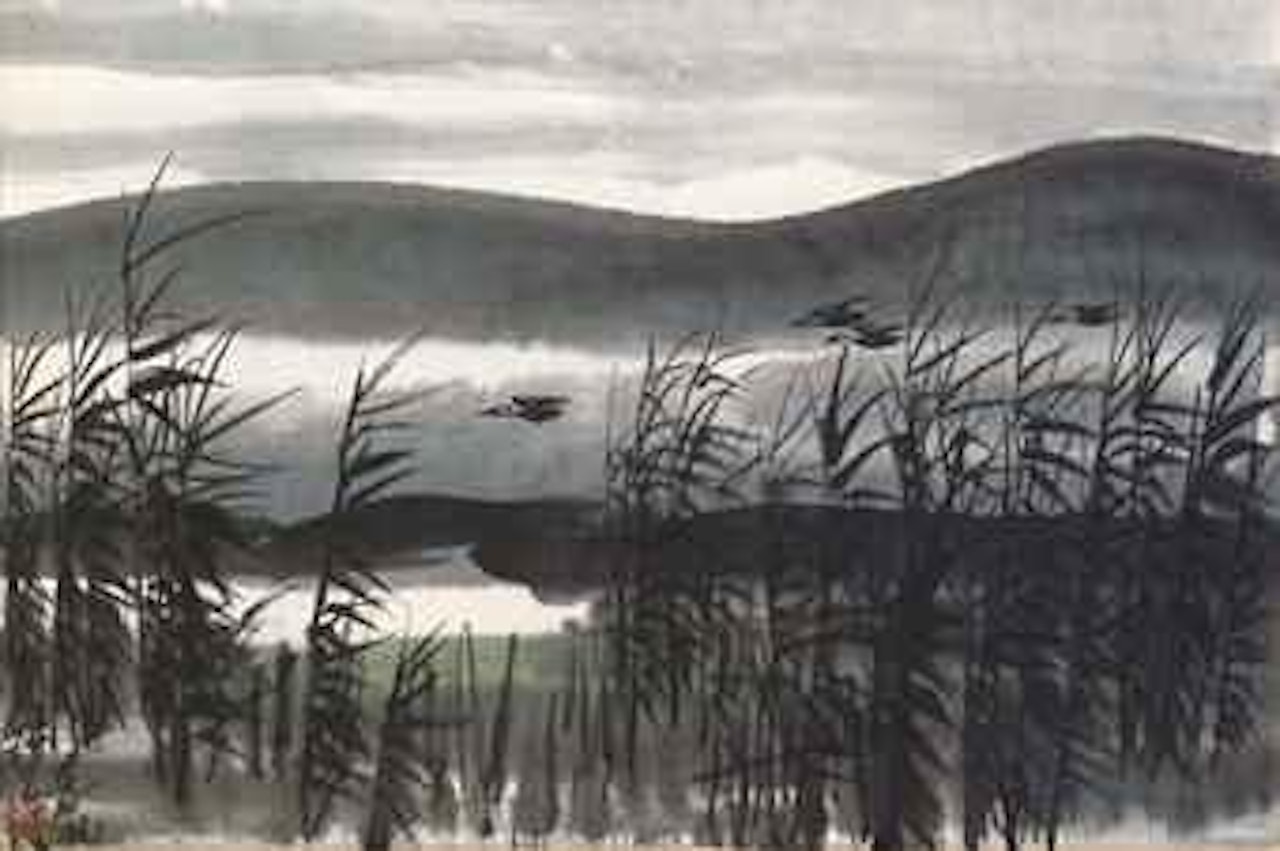 Geese Flying over Reeds by Lin Fengmian