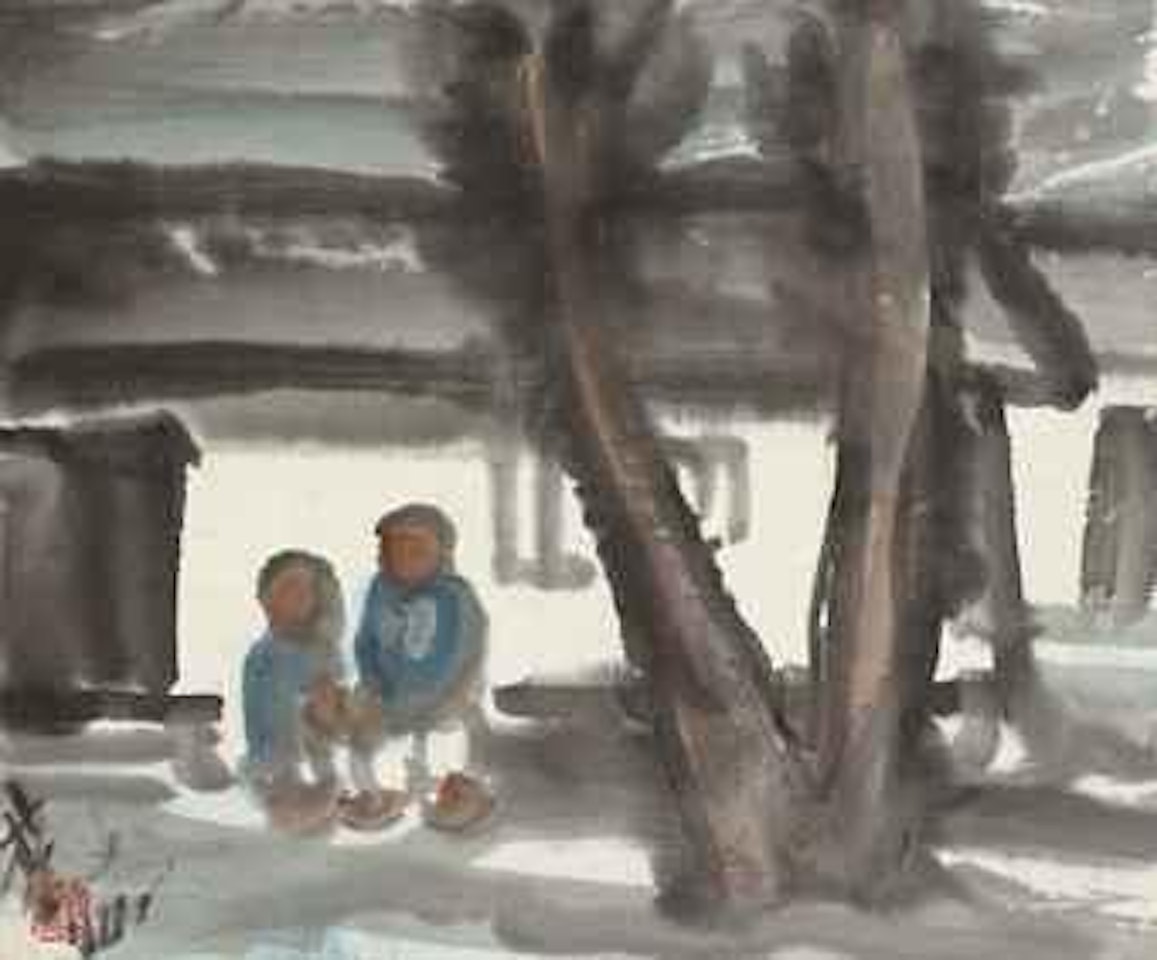 Sitting in the Courtyard by Lin Fengmian