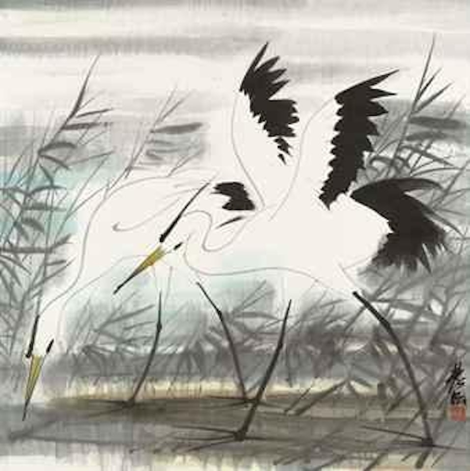 Two Egrets by Lin Fengmian