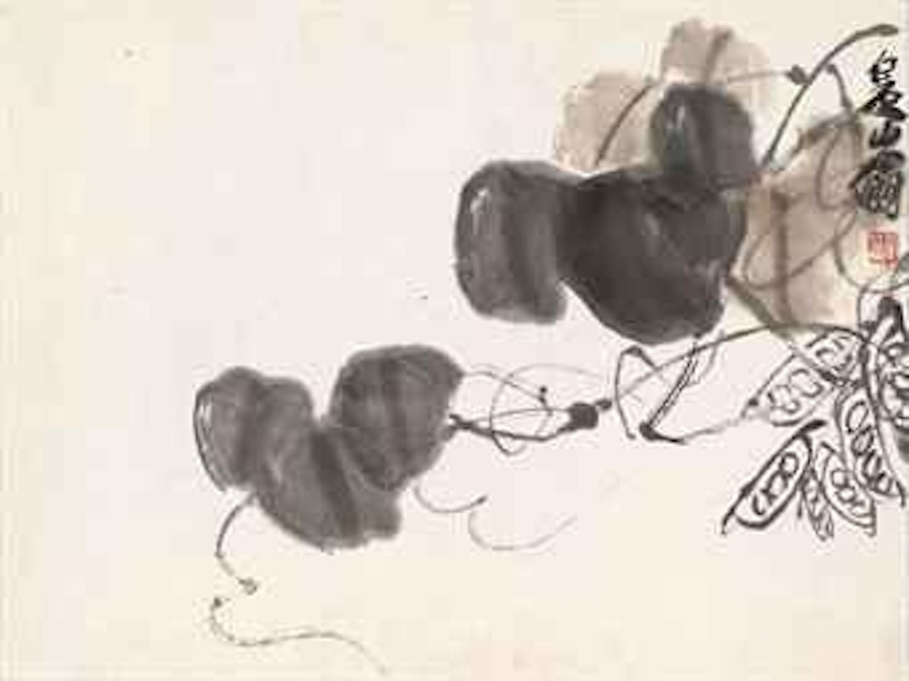 White Bean, Leaves and Tendrils by Qi Baishi