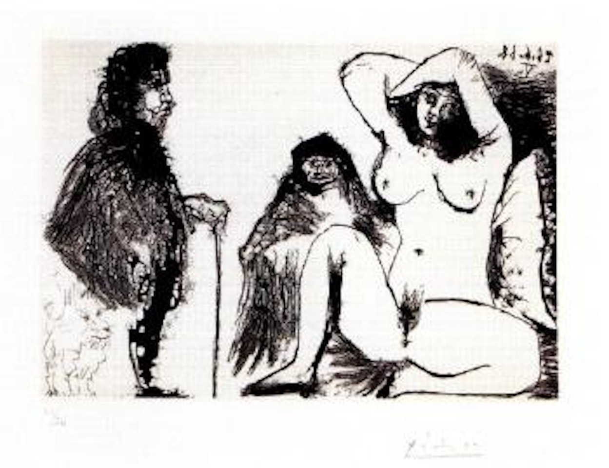 Visiteur, avec son chien, chez une jeune femme, avec la Célestine by Pablo Picasso