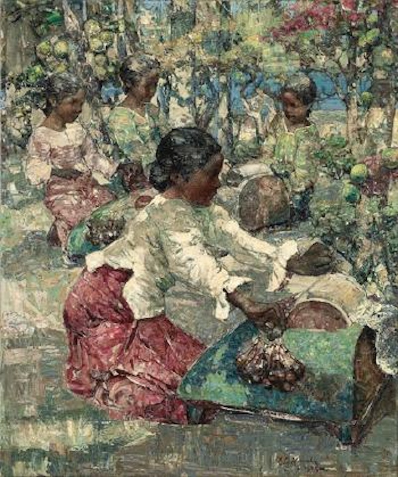 Girls and swans by Edward Atkinson Hornel