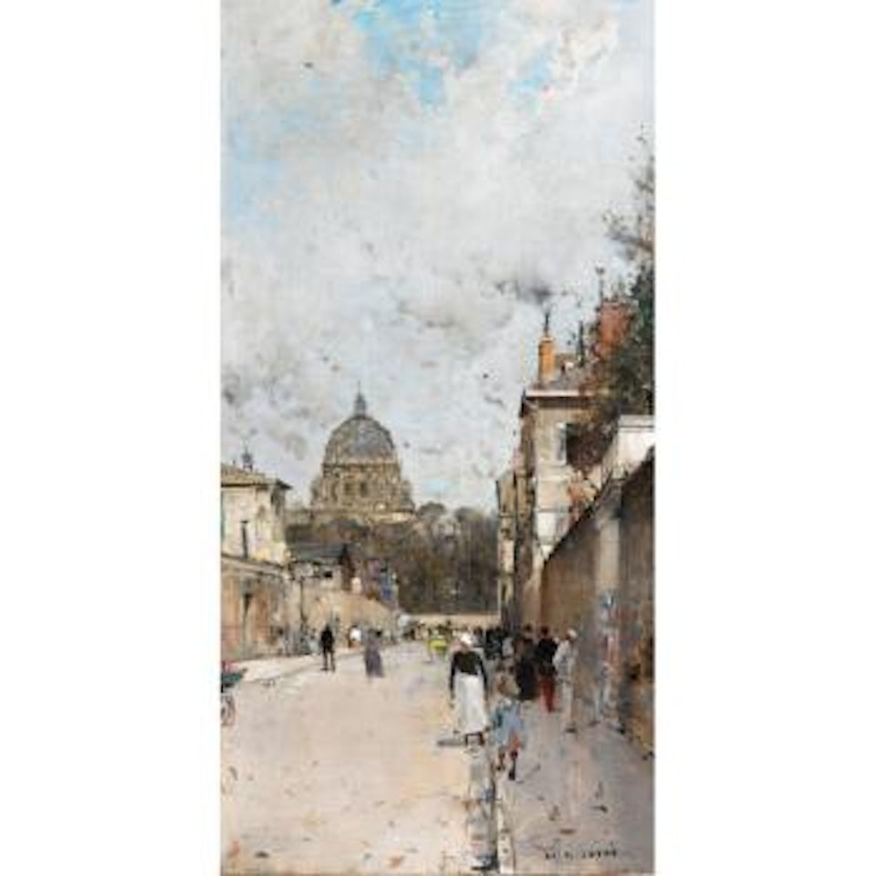 La Rue Du Val De Grâce, Le Dôme De L'église Du Val De Grâce à L'arrière Plan by Luigi Loir