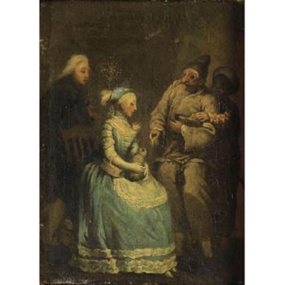 Scène De Carnaval Avec Une Jeune Femme Caressant Un Chat by Venetian School