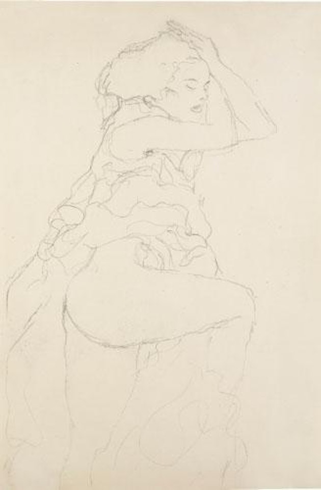 Halbakt Nach Rechts (Semi-nude Facing Right) by Gustav Klimt