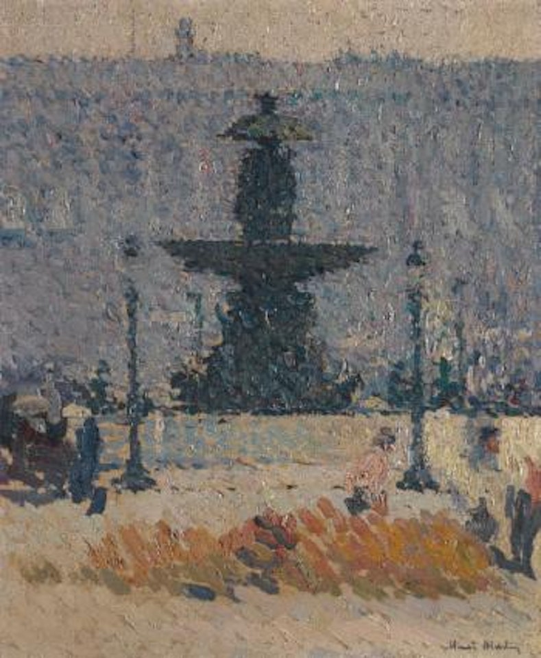 Une Des Fontaines De La Place De La Concorde À Paris by Henri Jean Guillaume Martin