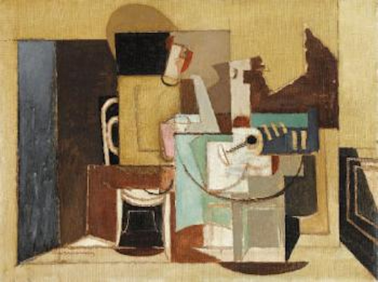 Personnage Assis À Une Table Ronde by Louis Marcoussis