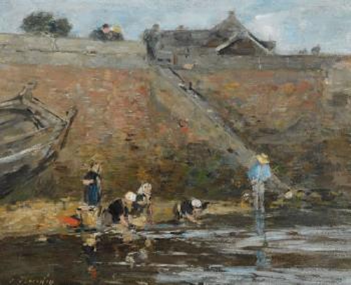 Laveuses Au Bord D'une Rivière by Eugène Boudin