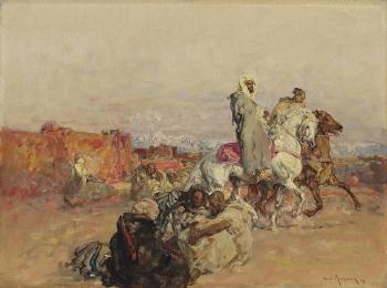 A group of North African horsemen by Henri Émilien Rousseau