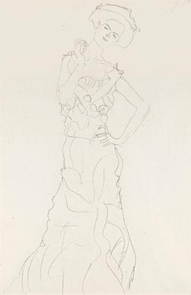 Stehende Junge Dame Von Vorne Mit Geneigtem Kopf (Standing Young Lady With Tilted Head, Frontal View) by Gustav Klimt