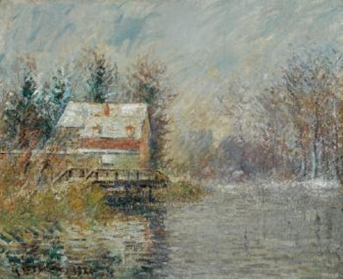 Maison Au Bord De L'eau, Effet De Neige by Gustave Loiseau