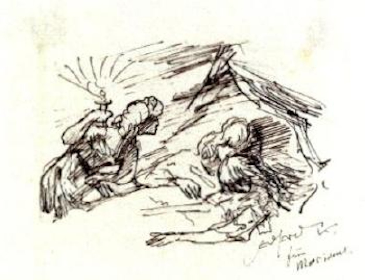 Mensch im Bett by Alfred Kubin