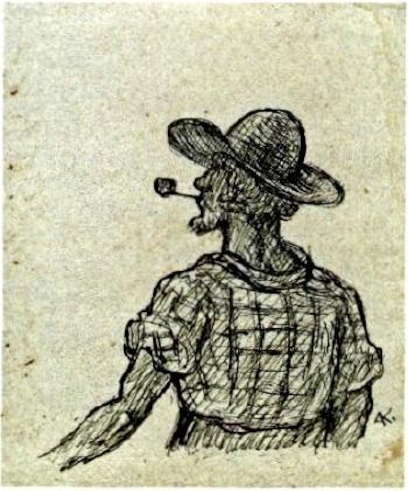 Männerkopf mit Pfeife by Alfred Kubin