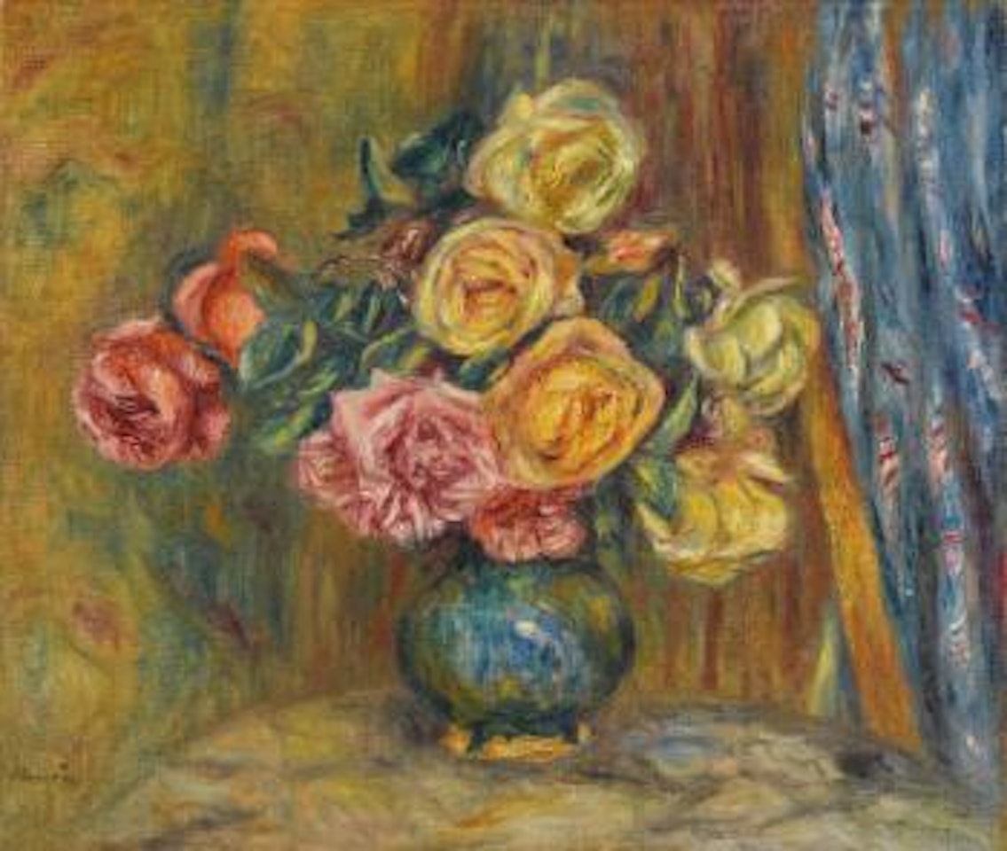 Les Roses Au Rideau Bleu by Pierre-Auguste Renoir