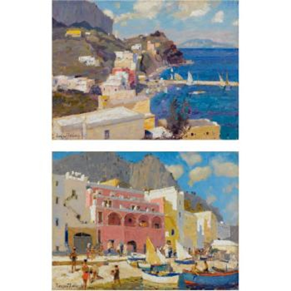 Coppia Di Vedute Di Marina Grande by Alessio Issupoff