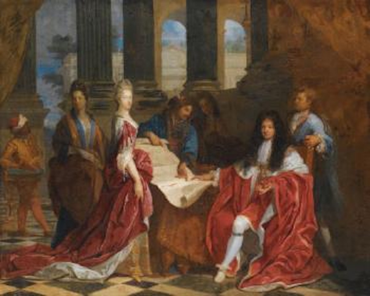 Conversation Piece, Said To Be The Duke And Duchess Of Montagu Presented With Plans For Montagu House By a French Architect by French School