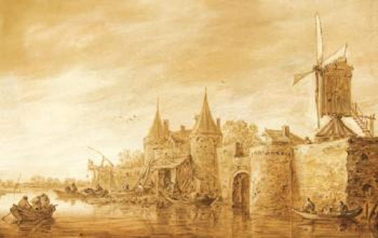 Fortifications And a Windmill On a River by Jan van Goyen