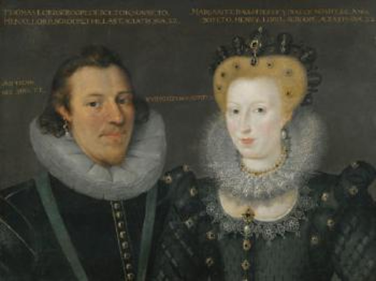 Portrait Of Thomas, 10th Lord Scrope (c.1567-1609) And His Mother Margaret Howard (1543-1591) by English School