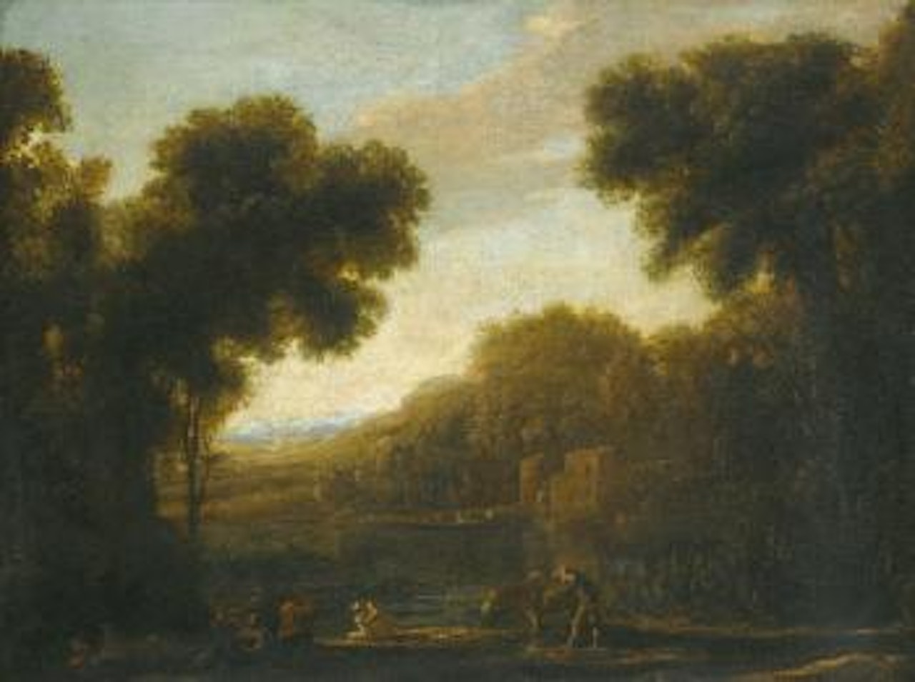 A River Landscape With Travellers On The Bank by Claude Lorrain