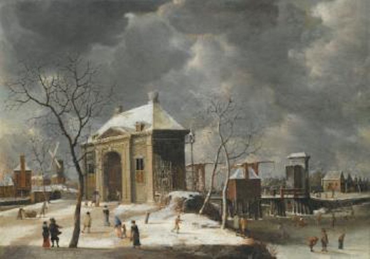 Amsterdam, a View Of The Heiligewegspoort From The North-west, With Skaters On a Frozen Canal by Jan Abrahamsz. Beerstraten