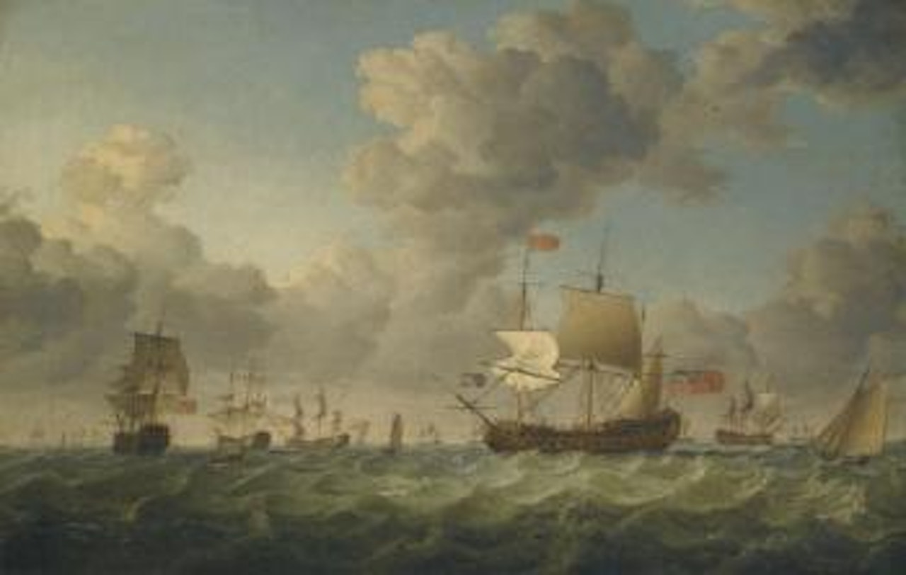 British Men-of-war Of The Red Squadron In a Stiff Breeze by Francis Swaine