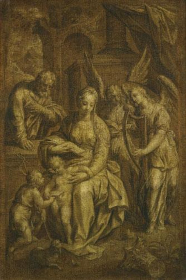 Holy Family With Angels by Hendrick de Clerck